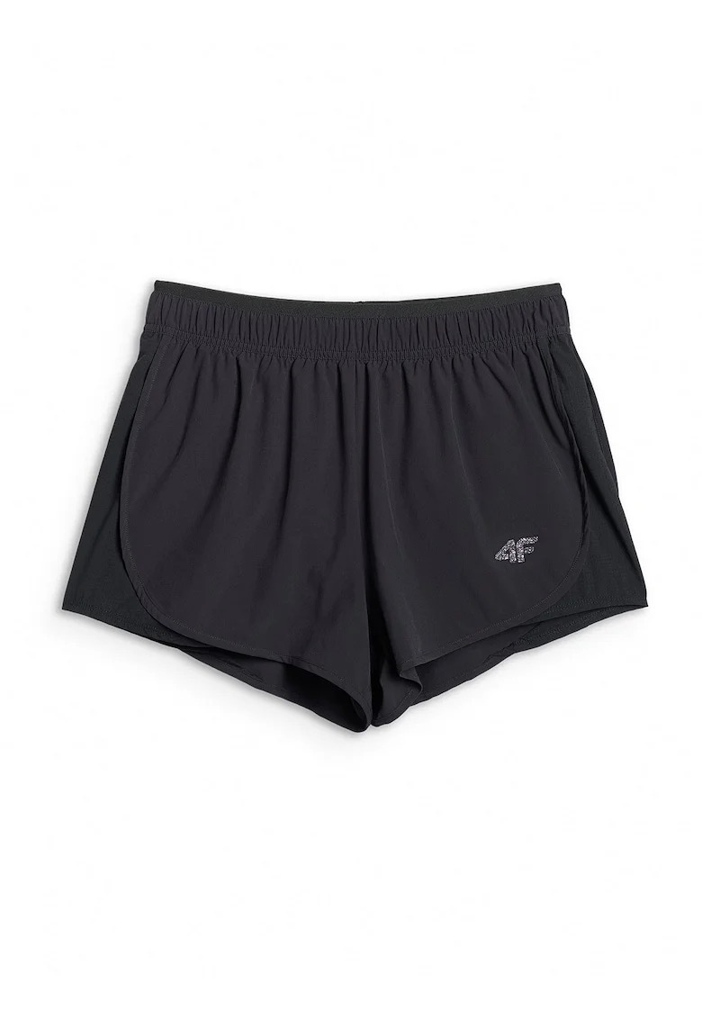 Pantaloni scurti de antrenament  negru, material usor, talie inalta, cu buzunar interior