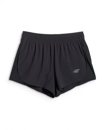 Pantaloni scurti de antrenament  negru, material usor, talie inalta, cu buzunar interior