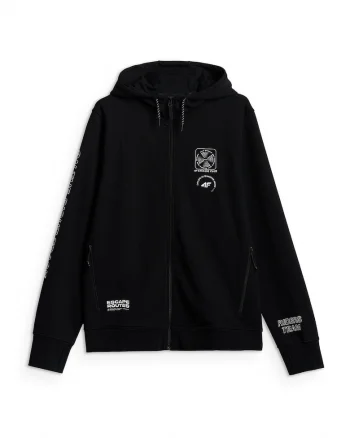 Hanorac barbatesc  ciclism MTB, tricot durabil, gluga reglabila, imprimeuri dinamice, negru