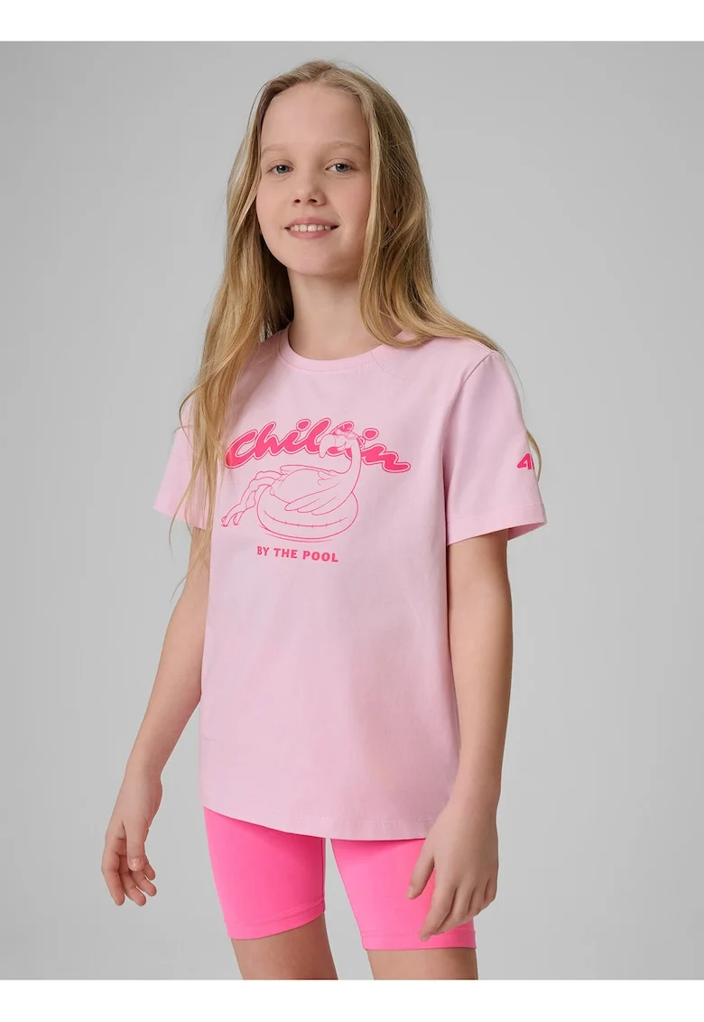 Tricou sport  regular, bumbac, roz, pentru fete