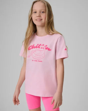 Tricou sport  regular, bumbac, roz, pentru fete