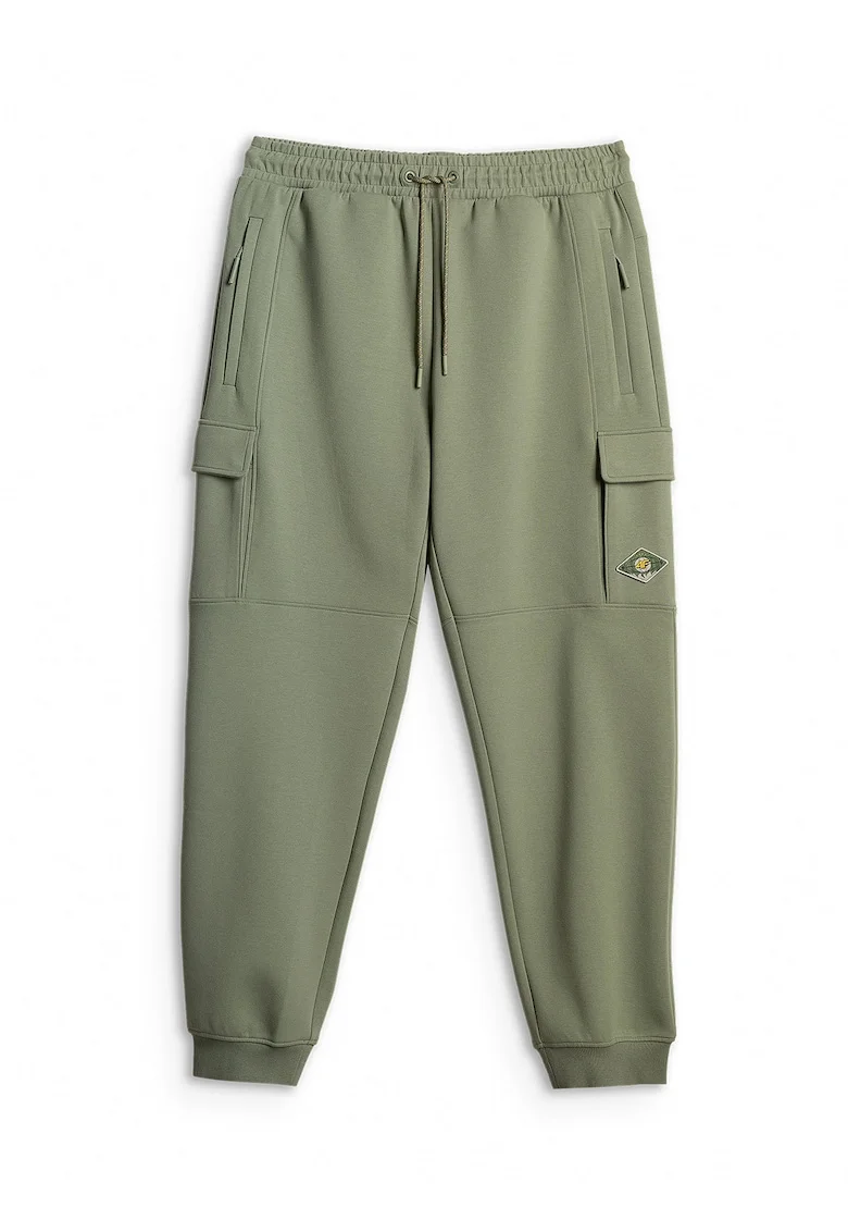 Pantaloni barbati,  cargo, talie reglabila, buzunare cu fermoar, kaki
