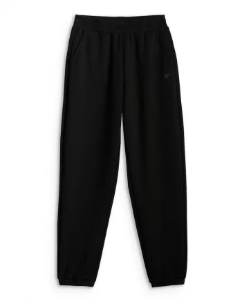 Pantaloni sport dama,  jogger, talie inalta, 2 buzunare, negru, trening