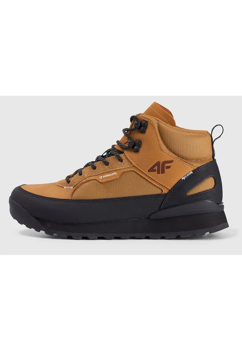 Ghete sport barbati  HEX, piele intoarsa si nabuc, impermeabile, negru/maro, pentru vreme tranzitorie,