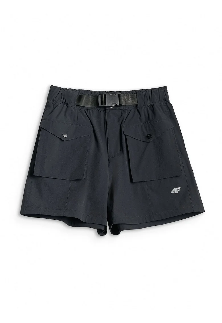 Pantaloni scurti trekking  uscare rapida, negru, material elastic