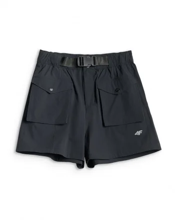 Pantaloni scurti trekking  uscare rapida, negru, material elastic