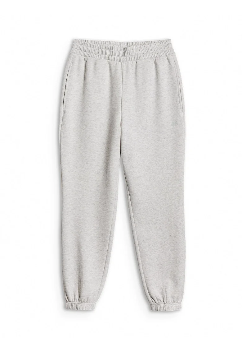 Pantaloni sport dama,  jogger, confortabili, gri, tricot captusit