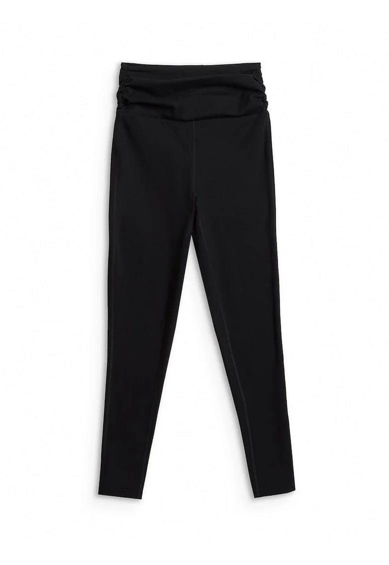 Colanti sport  dama, slim, talie medie, negru, tricot moale,