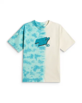 Tricou sport  baieti, croiala lejera, imprimeu dinamic, bumbac, turcoaz/alb