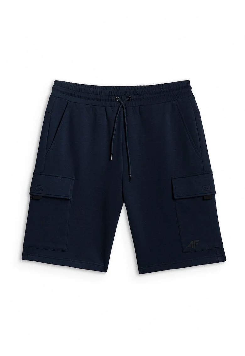 Pantaloni scurti barbati  cargo, bleumarin, croiala regular, multiple buzunare, talie ajustabila