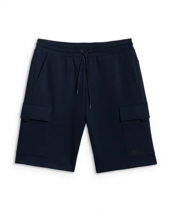 Pantaloni scurti barbati  cargo, bleumarin, croiala regular, multiple buzunare, talie ajustabila