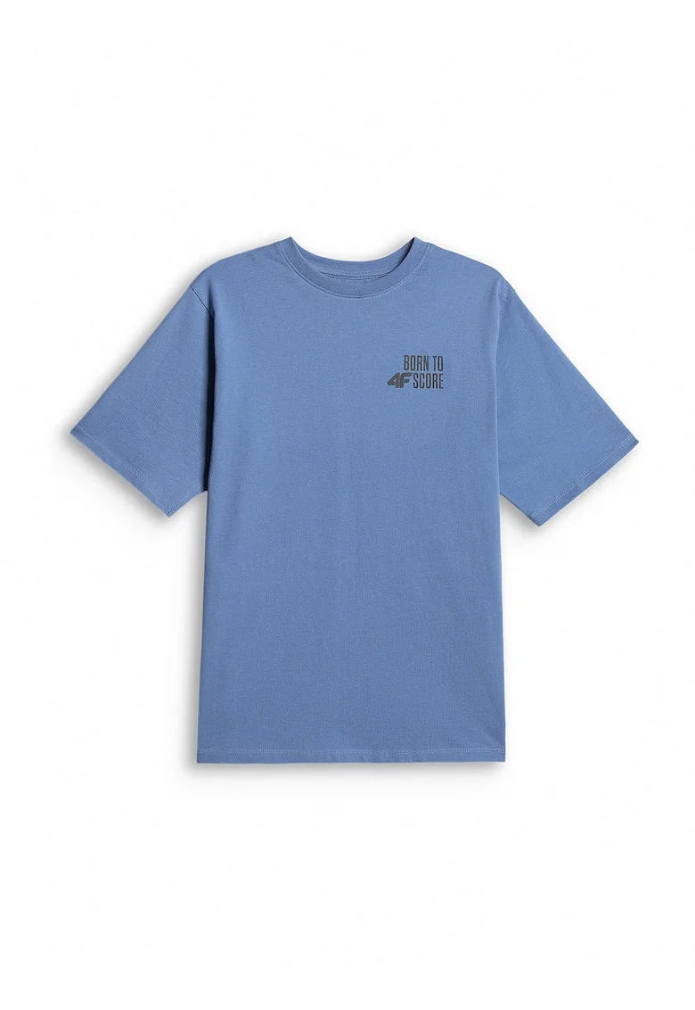 Tricou sport  baieti, croiala lejera, imprimeu distinctiv, albastru, bumbac