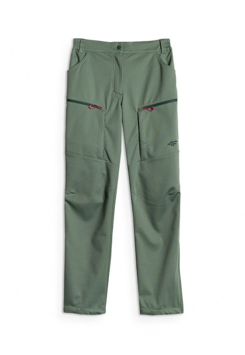 Pantaloni trekking softshell  membrana 8000, impermeabili, kaki, pentru femei, set functional