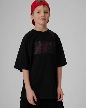 Tricou  imprimeu bumbac, Rosu/Negru