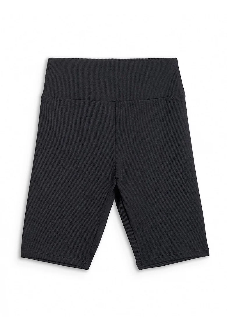 Pantaloni scurti de ciclism  slim, negru, tricot reiat, pentru femei