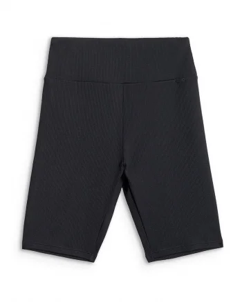 Pantaloni scurti de ciclism  slim, negru, tricot reiat, pentru femei