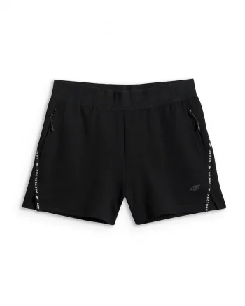 Pantaloni scurti de trening femei,  slim, cu buzunare, negru, pentru fitness