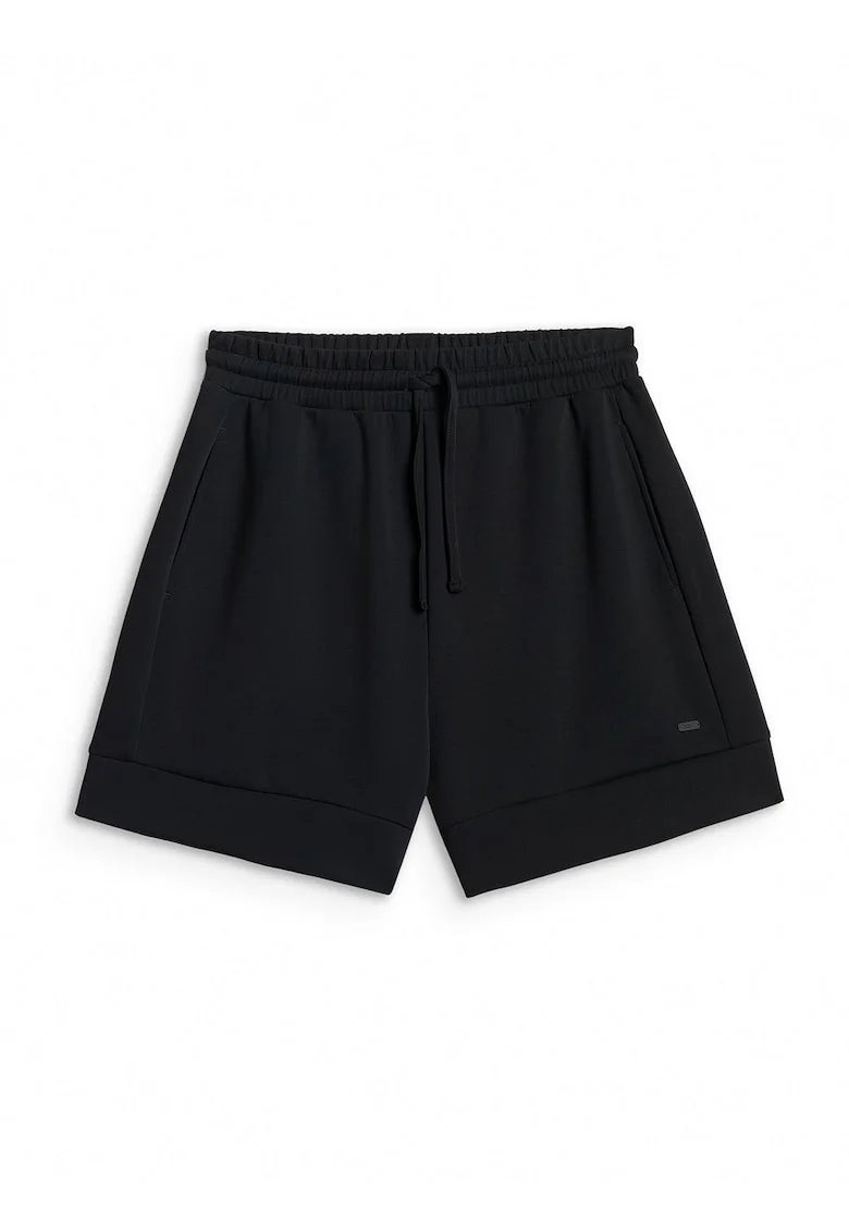 Pantaloni scurti de trening  negru, croiala regulara, material moale cu modal, pentru femei