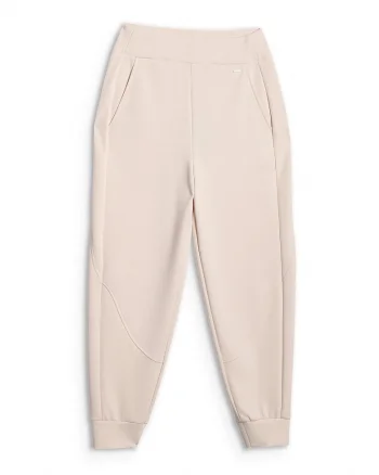 Pantaloni sport dama,  jogger, talie inalta, bej, modal