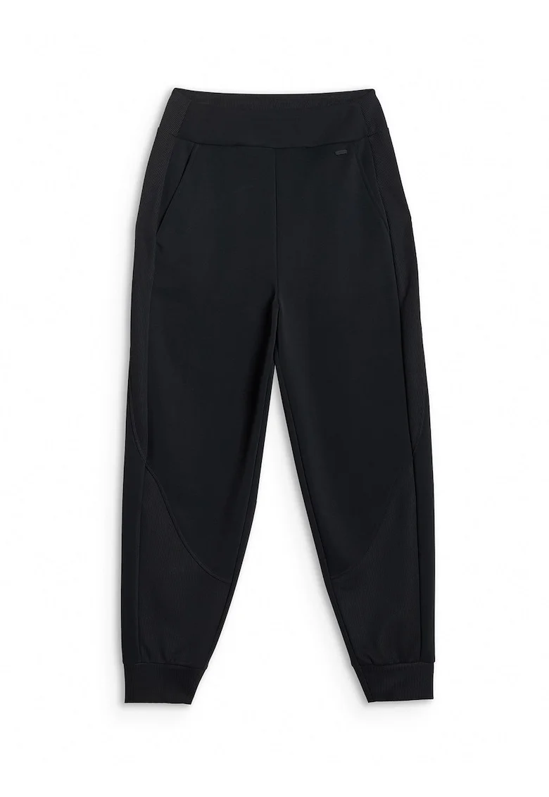 Pantaloni sport dama,  jogger, talie inalta, doua buzunare, negru, modal