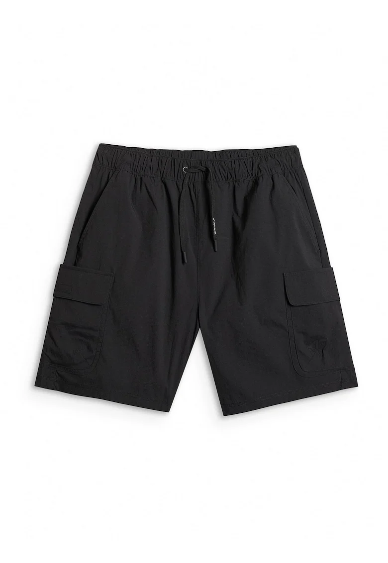 Pantaloni scurti barbati  impermeabili, rezistenti, negru, talie medie, croiala regulara