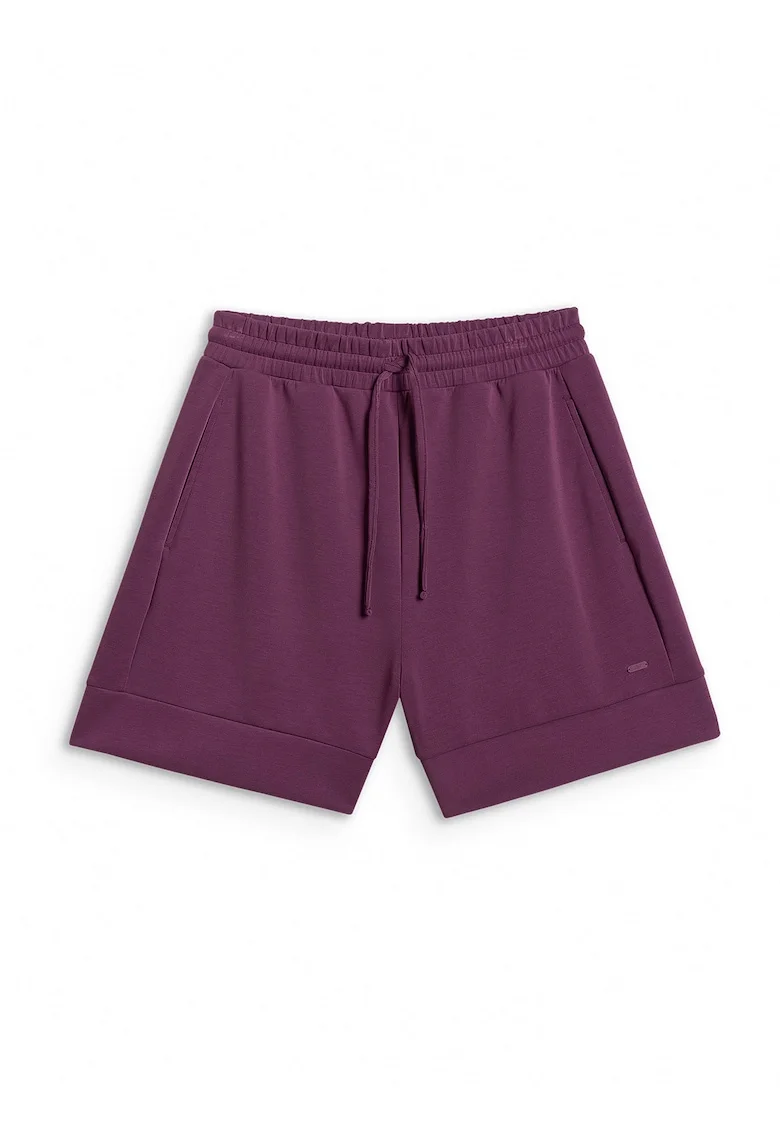 Pantaloni scurti de trening  dama, regular, mov, material moale cu modal, cu buzunare