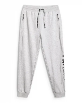 Pantaloni sport barbati,  jogger, gri, material mai gros, 2 buzunare cu fermoar