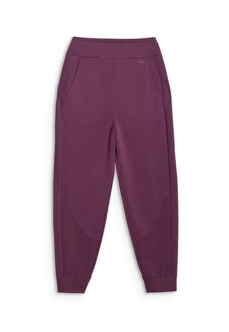 Pantaloni sport dama,  jogger, talie inalta, buzunare laterale, mov, modal