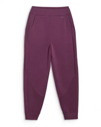 Pantaloni sport dama,  jogger, talie inalta, buzunare laterale, mov, modal