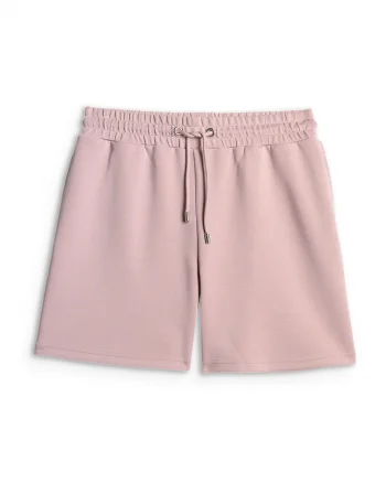 Pantaloni scurti de trening,  roz, material cu modal, talie inalta, croiala regulara