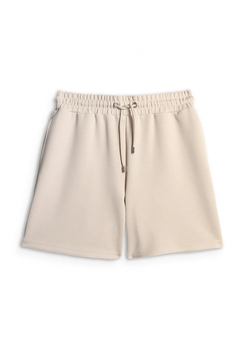 Pantaloni scurti de trening  pentru femei, lejeri, talie inalta, alb, material cu modal