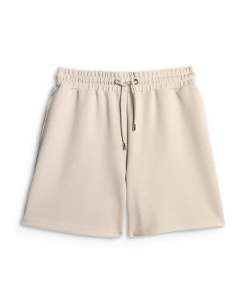 Pantaloni scurti de trening  pentru femei, lejeri, talie inalta, alb, material cu modal