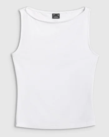 Maiou sport dama  croiala mulata, material moale, alb, modal