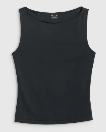 Maiou sport dama  croiala mulata, material moale, negru, modal