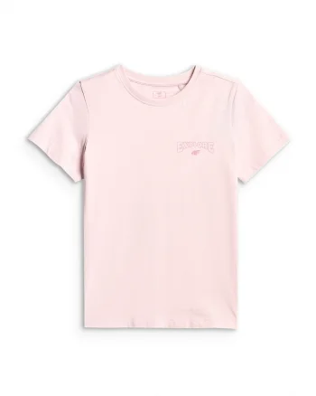 Tricou sport  pentru fete, bumbac, roz, croiala confortabila, model