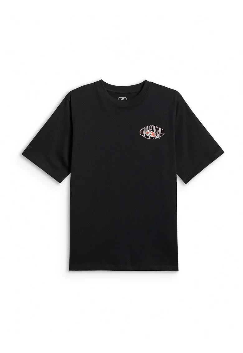 Tricou sport  baieti, imprimeu, croiala lejera, negru, bumbac
