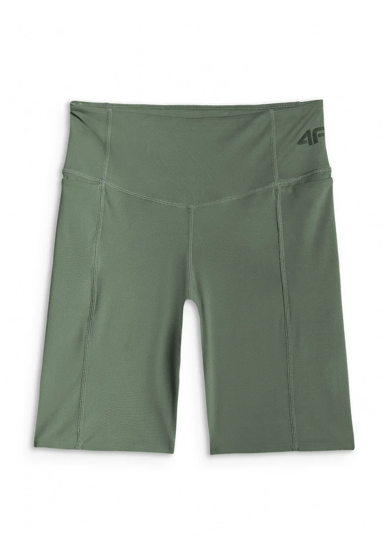 Pantaloni sport dama,  colanti scurti de trekking, talie inalta, kaki, material cu uscare rapida