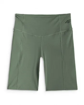 Pantaloni sport dama,  colanti scurti de trekking, talie inalta, kaki, material cu uscare rapida