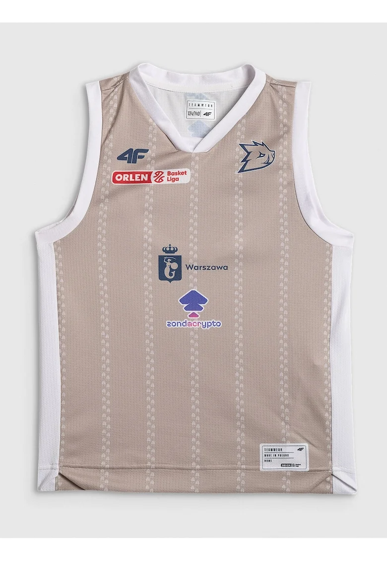 Maiou sportiv copii  Dziki Warszawa, bej, tehnologie 4FDry, material aerisit, de suporteri,