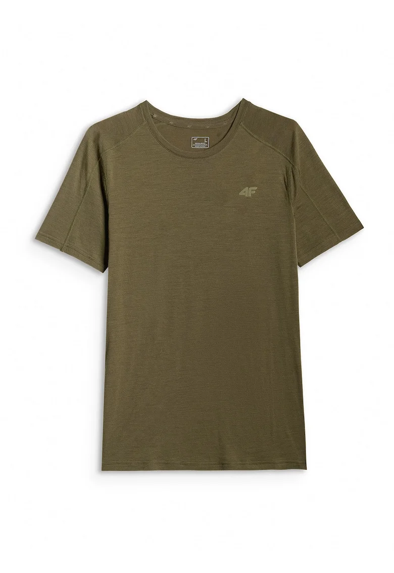 Tricou trekking  lana merinos, uscare rapida, kaki, barbati,