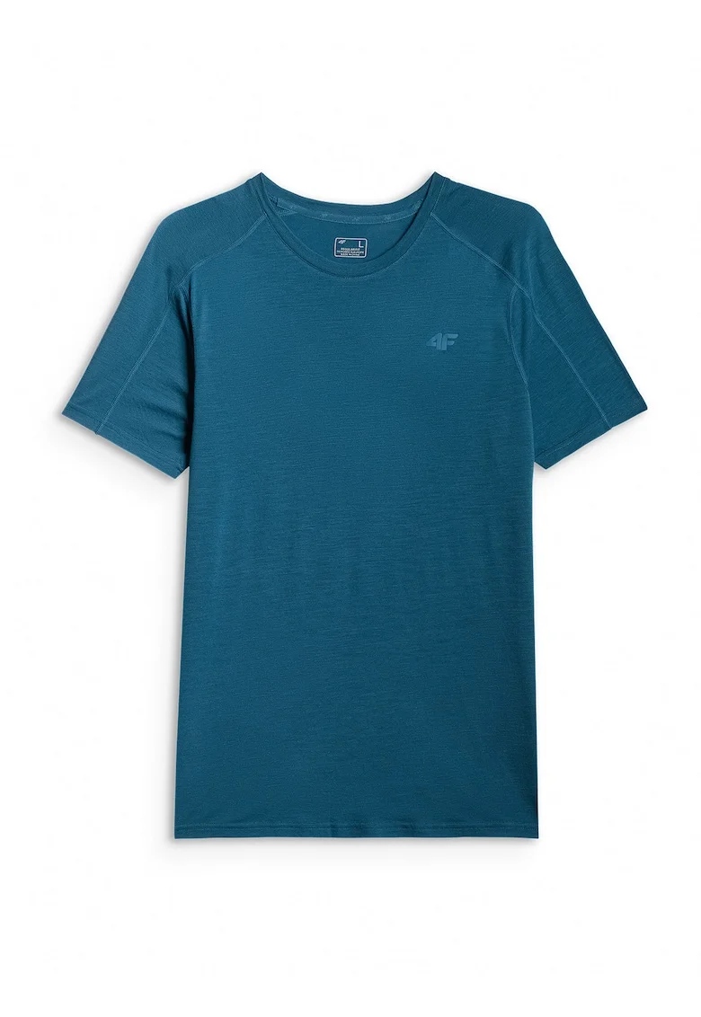Tricou sport  trekking, lana merinos, turcoaz