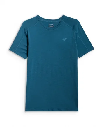 Tricou sport  trekking, lana merinos, turcoaz