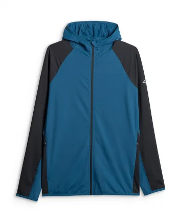 Hanorac barbati,  trekking, regular, turcoaz, cu gluga