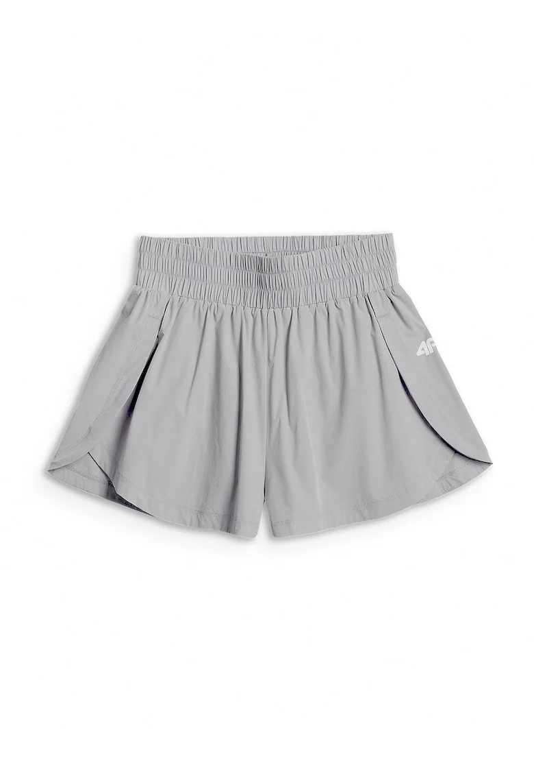Pantaloni scurti de antrenament  gri, cu uscare rapida, talie inalta, pentru femei