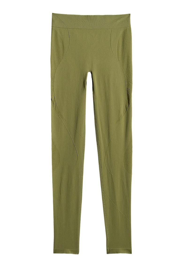 Colanti de yoga  fara cusaturi, efect push-up, verde masliniu, pentru fitness,