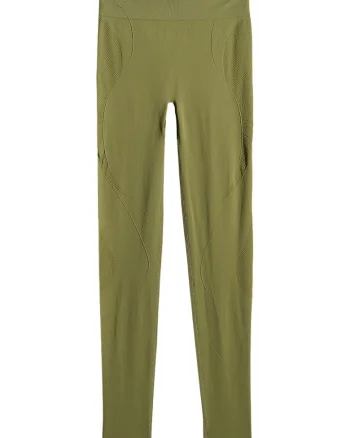 Colanti de yoga  fara cusaturi, efect push-up, verde masliniu, pentru fitness,