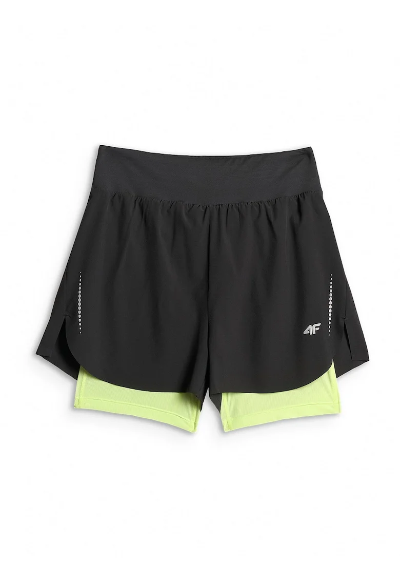 Pantaloni scurti de alergare  uscare rapida, talie inalta, negru, dama