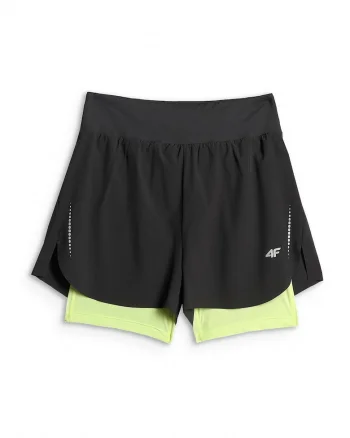 Pantaloni scurti de alergare  uscare rapida, talie inalta, negru, dama