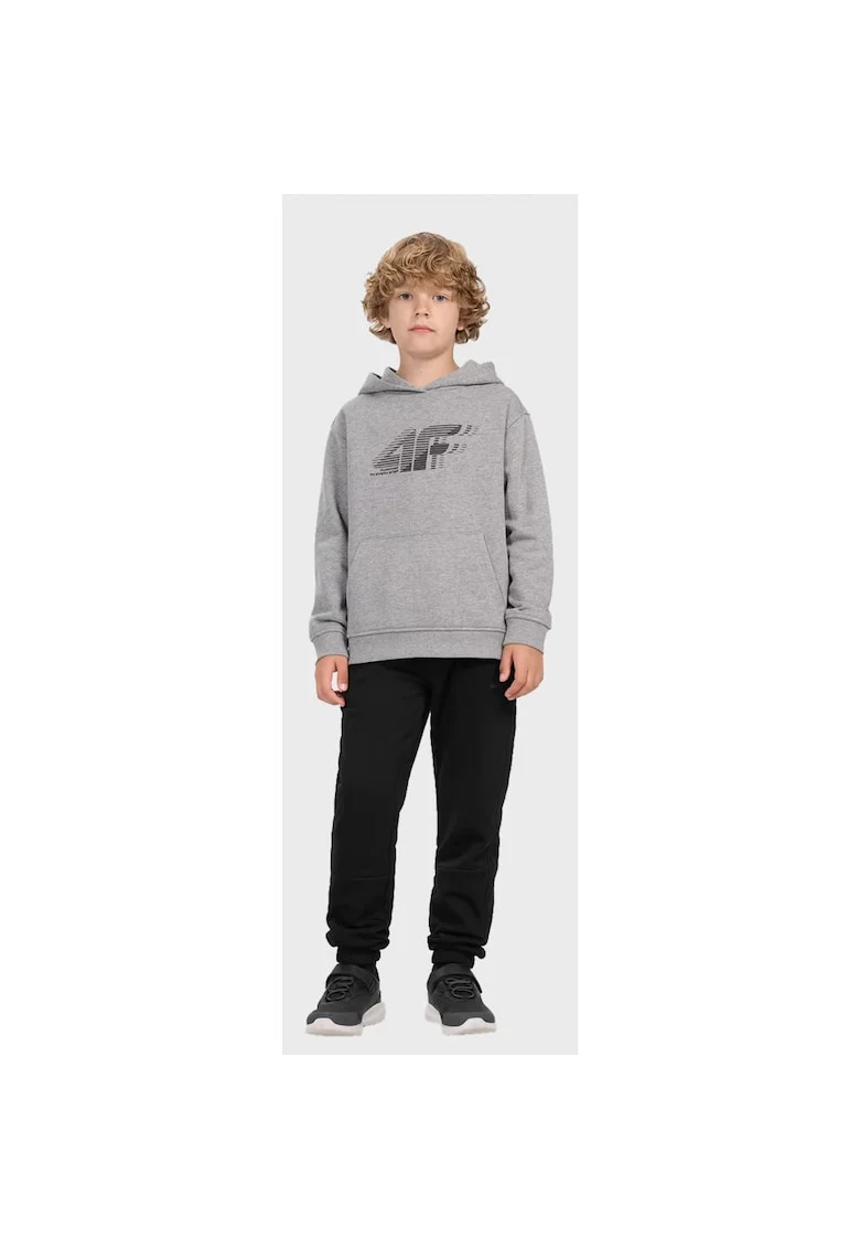 Pantaloni Trening Baieti,  Negru, Interior Periat Moale, Croiala Regular, Mansete Elastice, Talie Stabila, 3 Buzunare, Confort Termic, Negru