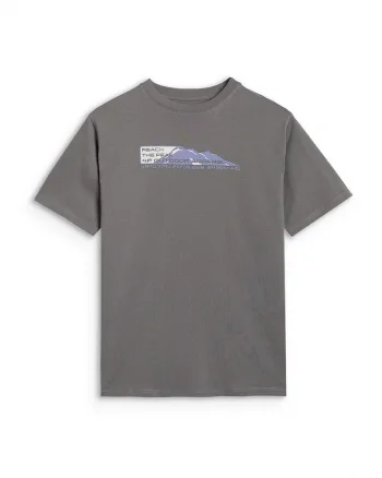 Tricou sport copii  imprimeu urban, gri, bumbac, supradimensionat
